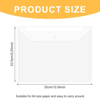 100pcs Plastic Envelopes with Snap Closure,A4 Letter Size Clear Plastic Folders for Documents,Waterproof File Folder for School,Home,Work,Office Organization