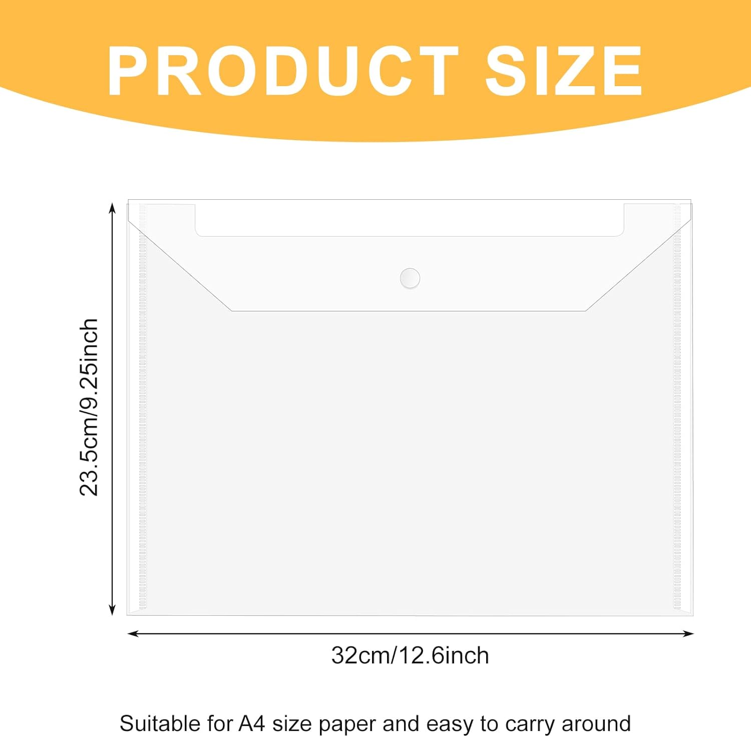 100pcs Plastic Envelopes with Snap Closure,A4 Letter Size Clear Plastic Folders for Documents,Waterproof File Folder for School,Home,Work,Office Organization