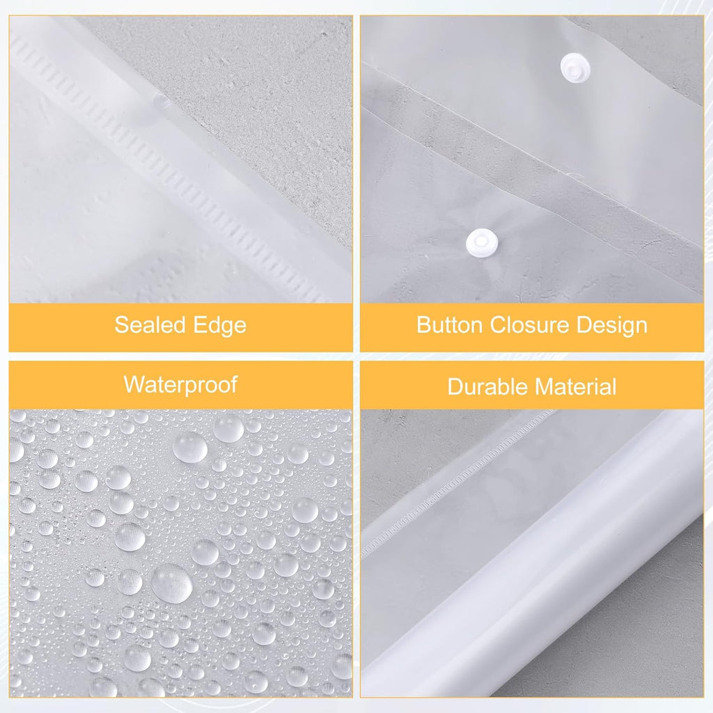 100pcs Plastic Envelopes with Snap Closure,A4 Letter Size Clear Plastic Folders for Documents,Waterproof File Folder for School,Home,Work,Office Organization