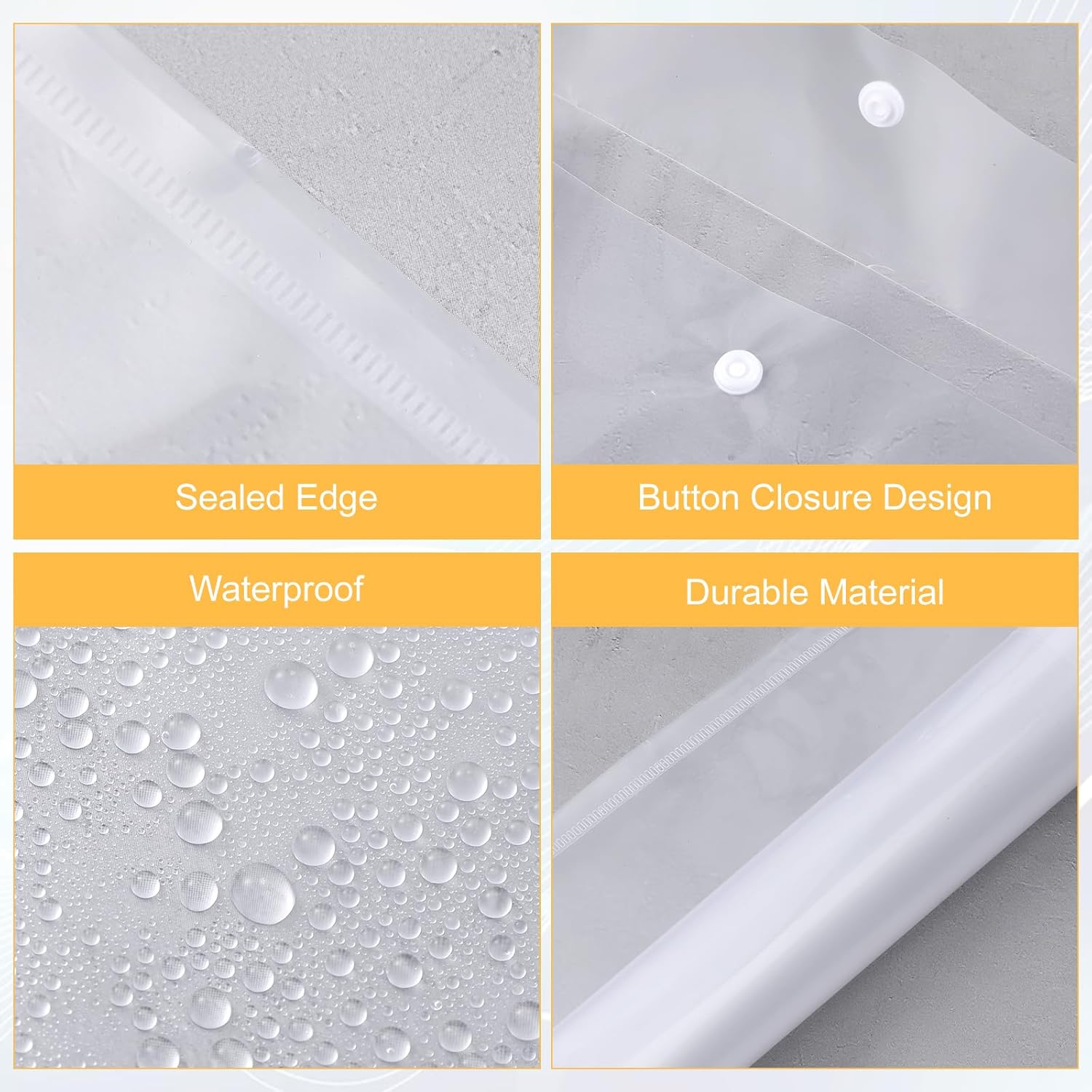 100pcs Plastic Envelopes with Snap Closure,A4 Letter Size Clear Plastic Folders for Documents,Waterproof File Folder for School,Home,Work,Office Organization