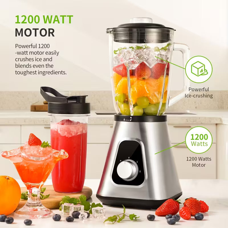 SHARDOR 1200W Blender, Smoothie Juicer And Mike Shake, 52 Oz Countertop Blender & 22 Oz Personal Blender Combo, 3 Adjustable Speed For Frozen Fruit Drinks, Smoothies, Sauces, Gifts For Friends And Family, Large Capacity