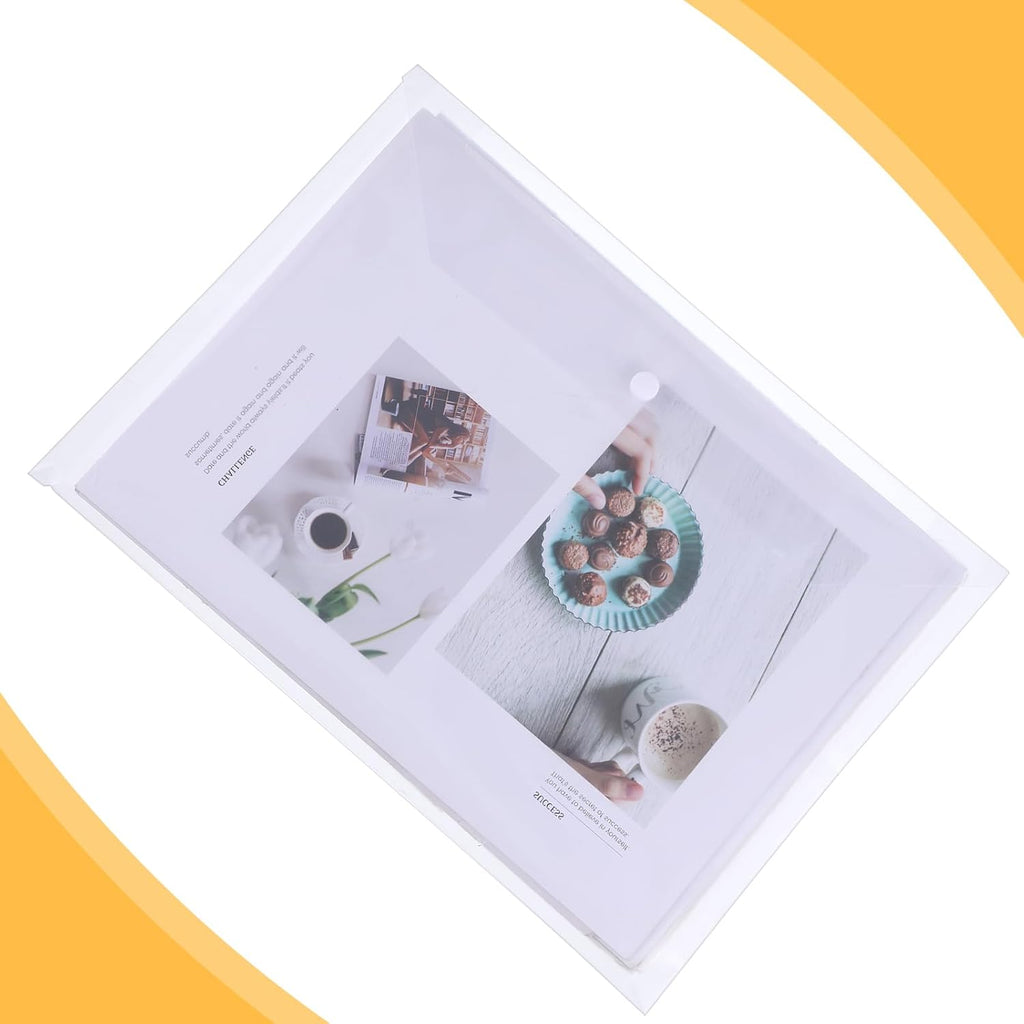 100pcs Plastic Envelopes with Snap Closure,A4 Letter Size Clear Plastic Folders for Documents,Waterproof File Folder for School,Home,Work,Office Organization