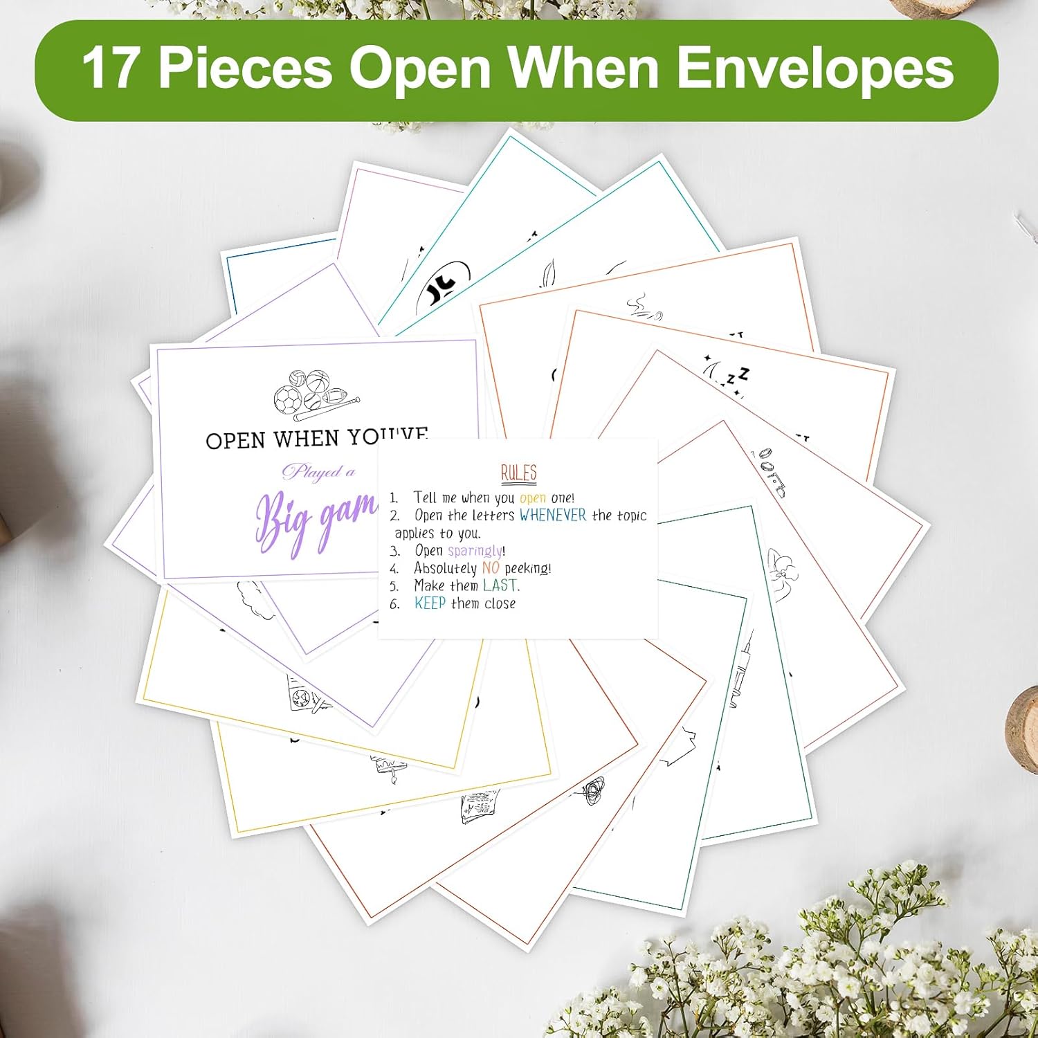 16 Pcs Open When Envelopes for College Student, Going Away College Gift Card Care Package, Open When Gift Card Envelopes for Student Daughter Girlfriend Boyfriend