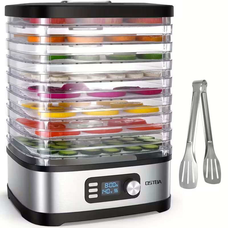 Food Dehydrator Machine Adjustable Temperature & 72H Timer, 5-Tray Dehydrators for Food And Jerky, Fruit, Dog Treats, Herbs, Snacks, LED Display, 240W Electric Food Dryer, Recipe Book