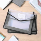 10 Pack Plastic File Folders Portable Expanding File Folder Organizer Documents Envelopes with Snap Closure, A4 Size Waterproof Transparent Pouch with Label for Business Office School