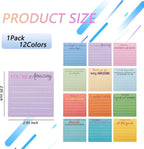 12 Pcs Employee Appreciation Sticky Notes, Thank You Gifts Bulk Note Pads, Mini Pocket Inspirational Notepads with Lines, 3x3 Inches