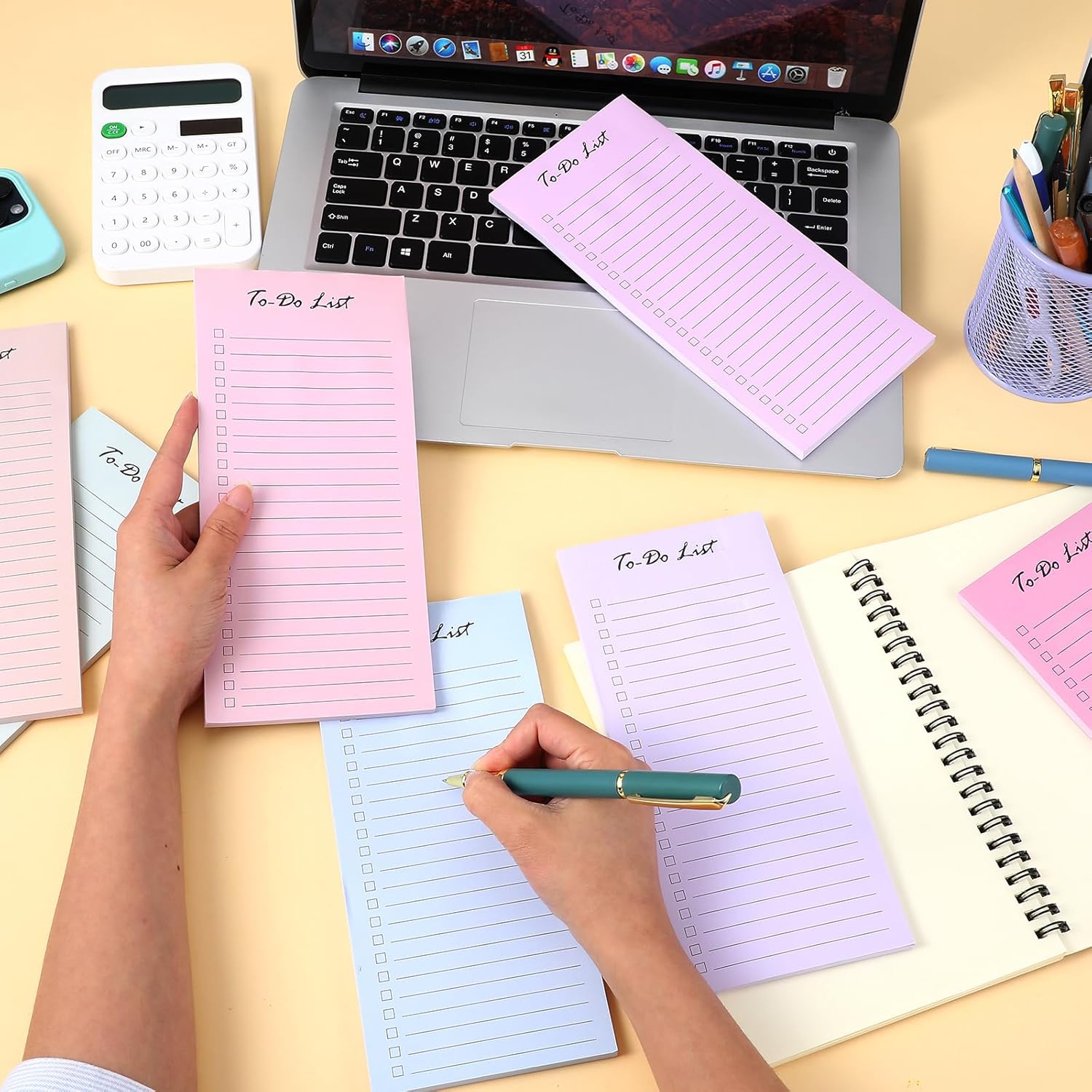 10 Pack to Do List Sticky Notes, Planner Sticky Notes with Lines, Undated to Do List Pad, 50 Sheets Each, Colorful Macaron Pastel Notepads for Office, Home (8.5 x 3.7 Inches)