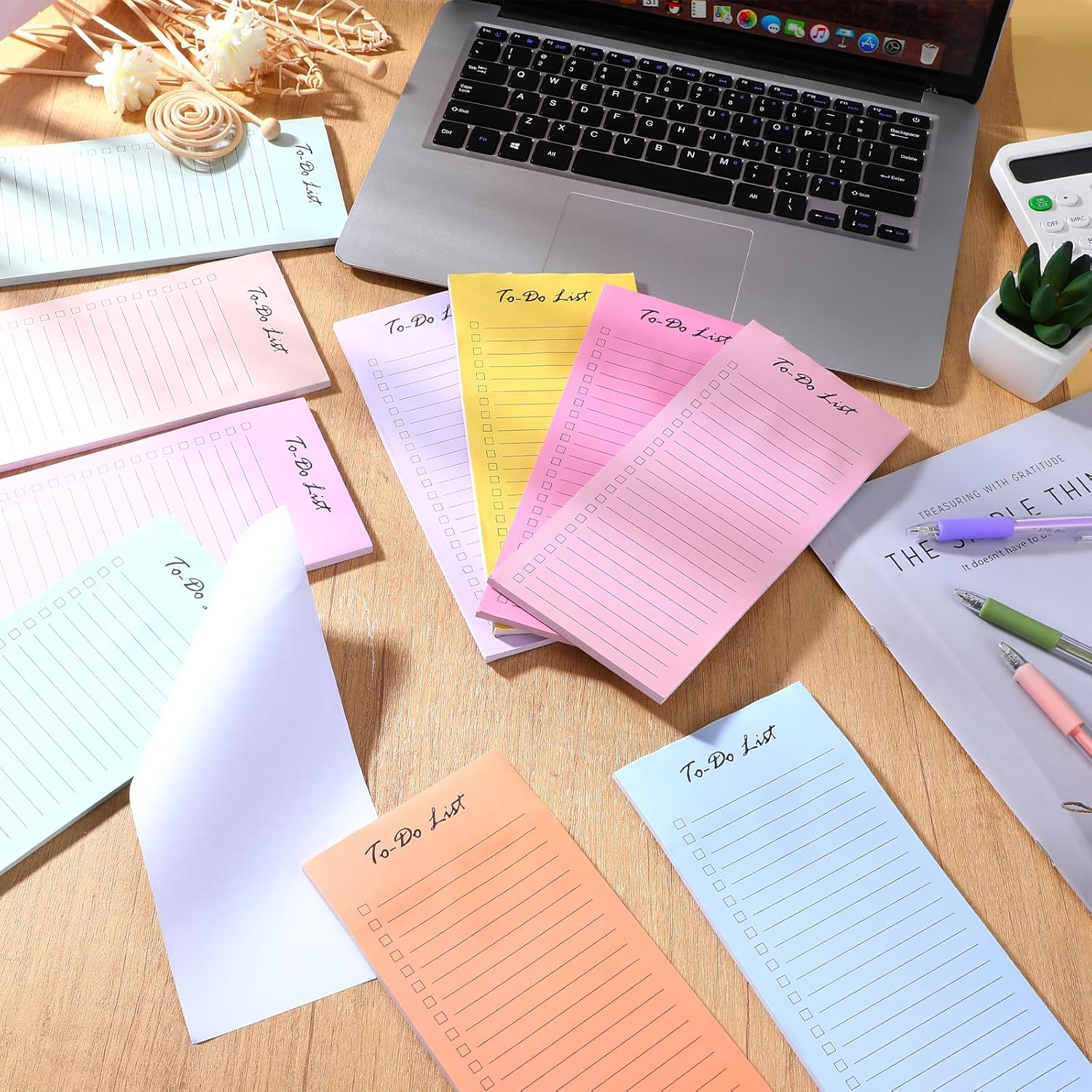10 Pack to Do List Sticky Notes, Planner Sticky Notes with Lines, Undated to Do List Pad, 50 Sheets Each, Colorful Macaron Pastel Notepads for Office, Home (8.5 x 3.7 Inches)