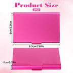 2 Pack Business Card Holder Case, Aluminum Alloy Metal Business Card Case, Slim Flip Cover Professional Name Credit Cards Holder Purse Wallet Pocket Accessory for Men and Women (Pink Rose Red)