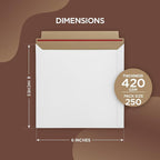 10 Pack 6x6 Inch Rigid Mailers – 420 GSM Self Seal Stay Flat Cardboard Envelopes for CDs, DVDs, Photos, Documents – Tear Strip, Do Not Bend Labels – Square Card Mailers & Shipping Envelopes (White)