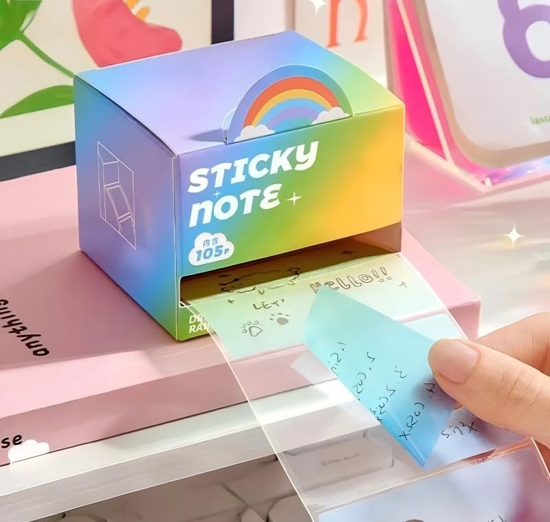 (4 Pack) Glitter Sticky Note, Cute Monster Box,105 Sheets/Roll Fun Cute Sparkle Pull-Out Memo Pads, Cute Self Adhesive Memo Pads, Transparent Glitter Sticky Notes, Small to Do List (4pcs-Cute Monster)