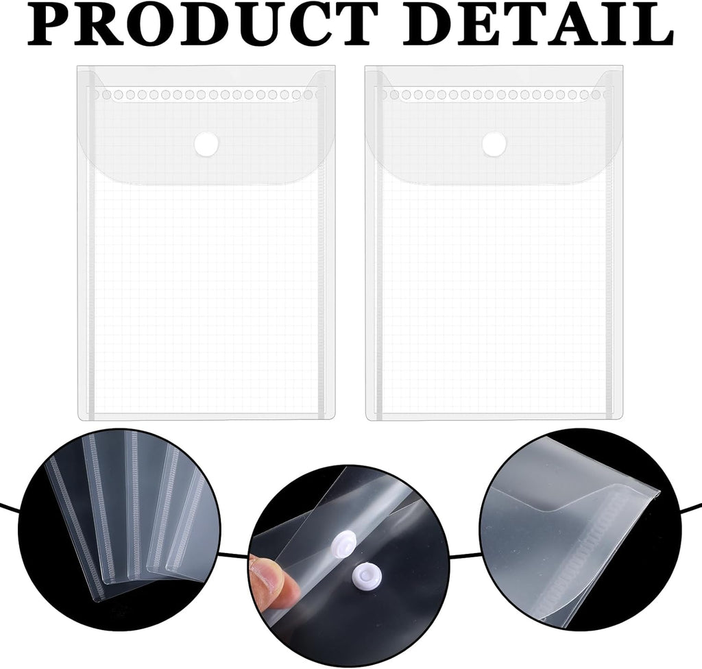 10 PCS Clear Envelope Pouch 7 X 5 Inch Clear Plastic Envelope Pouch with Snap Closure Waterproof Plastic Envelopes for Office School Documents Sticker, Photo Storage Folder, Receipt Holder