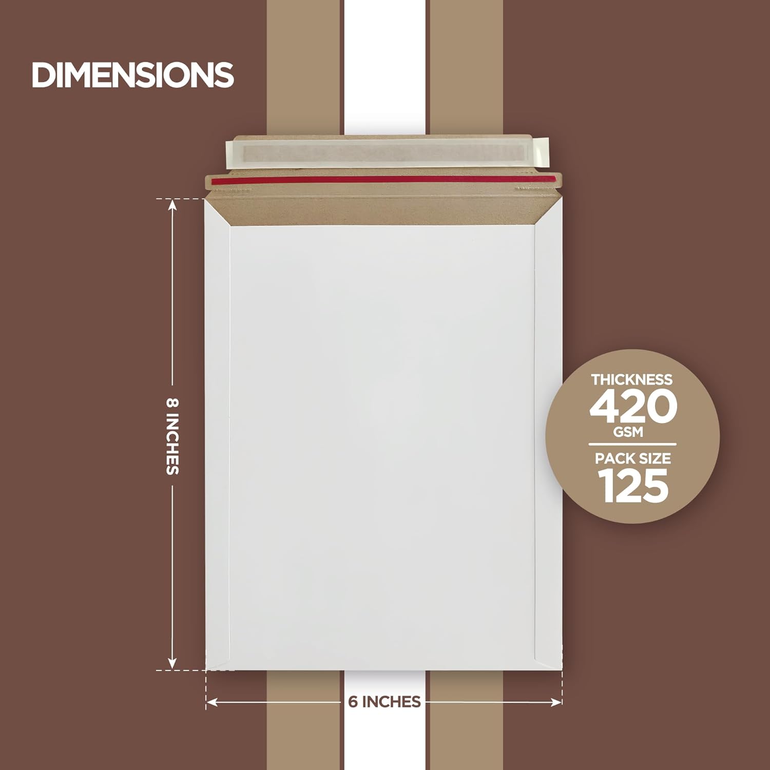 10 Pack 6x6 Inch Rigid Mailers – 420 GSM Self Seal Stay Flat Cardboard Envelopes for CDs, DVDs, Photos, Documents – Tear Strip, Do Not Bend Labels – Square Card Mailers & Shipping Envelopes (White)