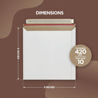 10 Pack 6x6 Inch Rigid Mailers – 420 GSM Self Seal Stay Flat Cardboard Envelopes for CDs, DVDs, Photos, Documents – Tear Strip, Do Not Bend Labels – Square Card Mailers & Shipping Envelopes (White)
