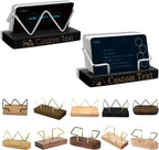 2 Pieces Personalized Business Card Holder Desk Custom Engraved Wooden Business Card Case Holder Custom Wooden Business Name Card Display Stand Postcard Holder for Office Desktop Business Card Stand 0