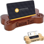 2 Pieces Personalized Business Card Holder Desk Custom Engraved Wooden Business Card Case Holder Custom Wooden Business Name Card Display Stand Postcard Holder for Office Desktop Business Card Stand 0