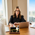 2 Pieces Personalized Business Card Holder Desk Custom Engraved Wooden Business Card Case Holder Custom Wooden Business Name Card Display Stand Postcard Holder for Office Desktop Business Card Stand 0