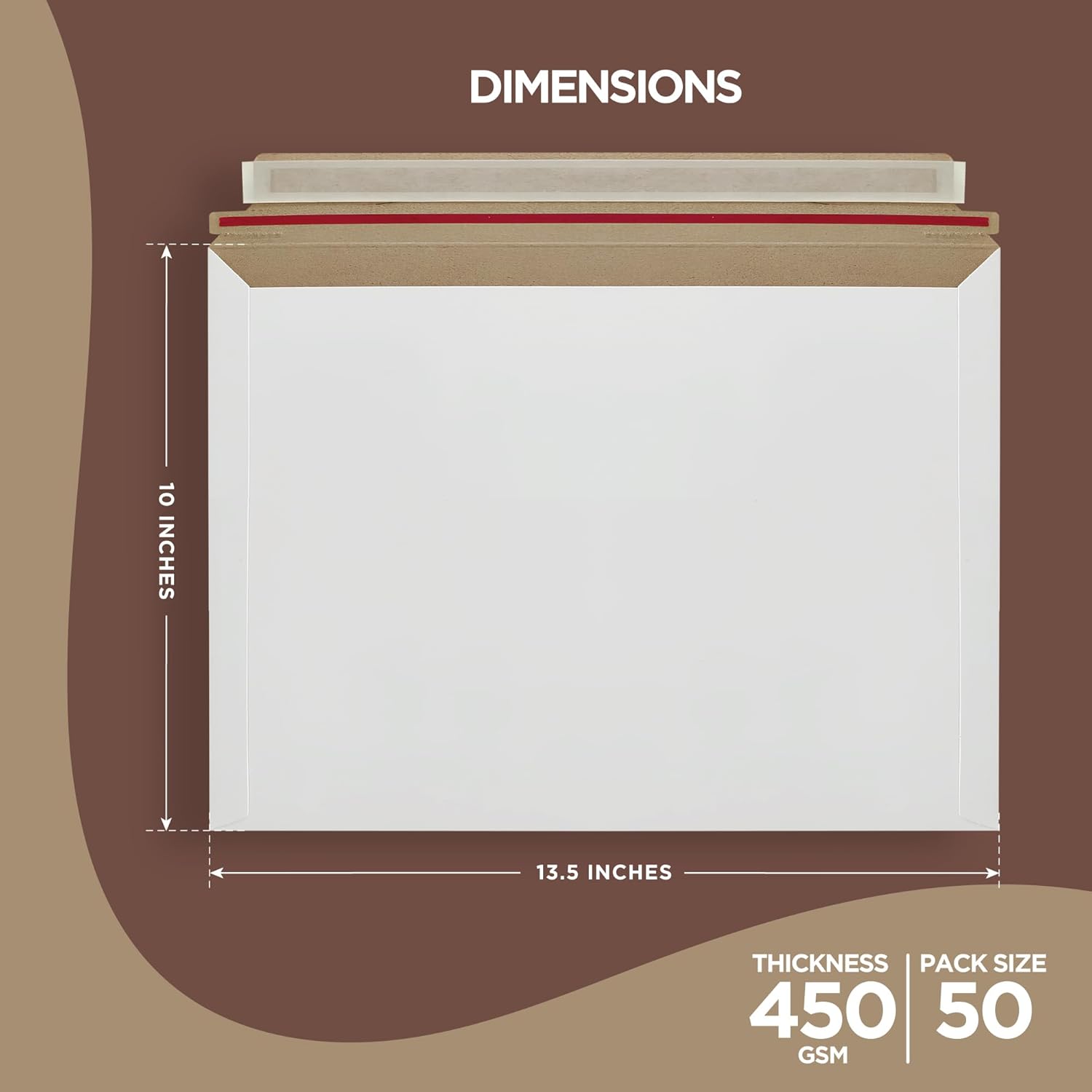 10 Pack 6x6 Inch Rigid Mailers – 420 GSM Self Seal Stay Flat Cardboard Envelopes for CDs, DVDs, Photos, Documents – Tear Strip, Do Not Bend Labels – Square Card Mailers & Shipping Envelopes (White)