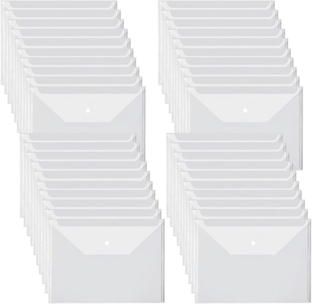 10 Pack Clear Plastic Envelope with Snap Button Closure, Rainforced Folder Document Organizer, A4 Letter Size Envelope File Storage Holder School Office Organization