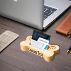 2 Pieces Personalized Business Card Holder Desk Custom Engraved Wooden Business Card Case Holder Custom Wooden Business Name Card Display Stand Postcard Holder for Office Desktop Business Card Stand 0