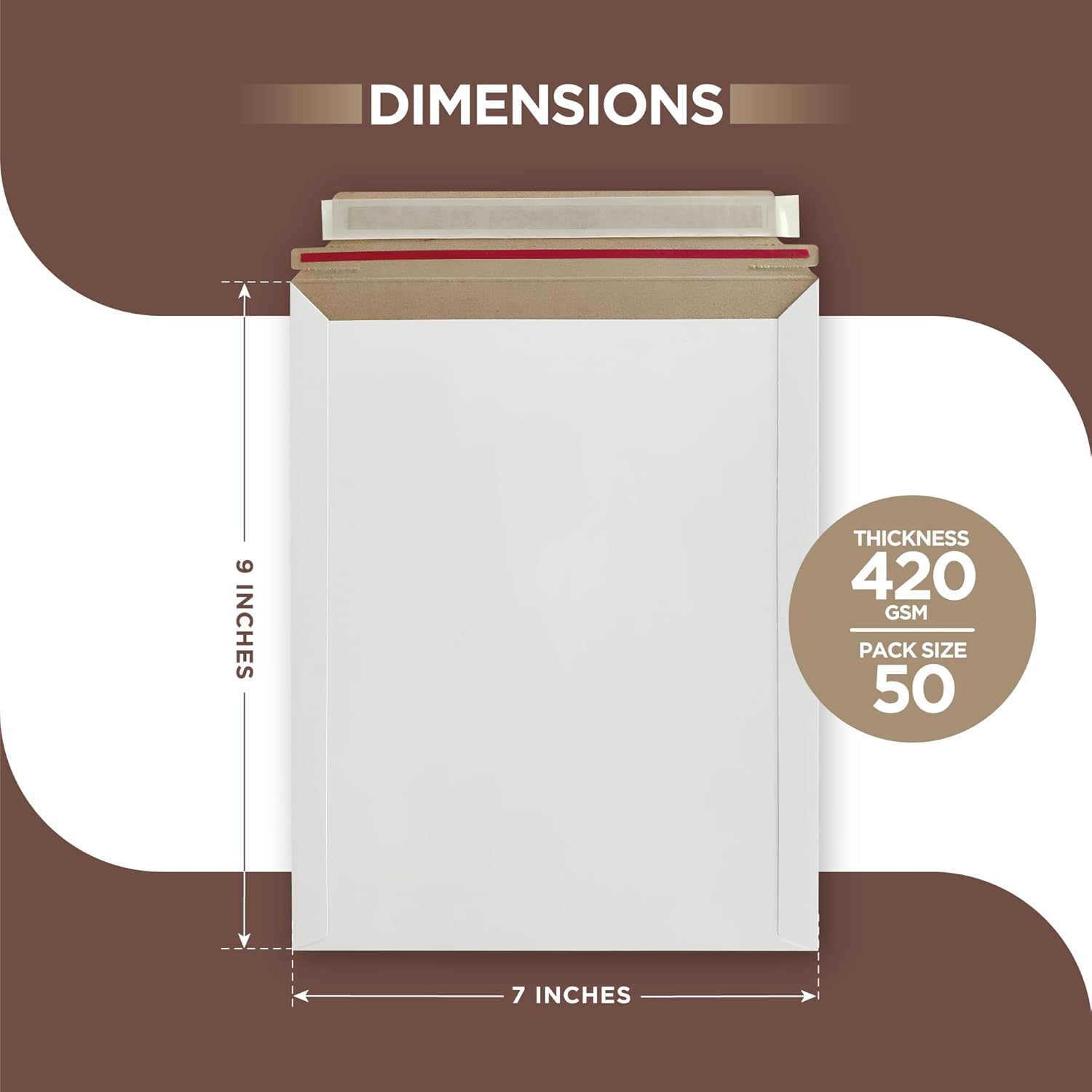 10 Pack 6x6 Inch Rigid Mailers – 420 GSM Self Seal Stay Flat Cardboard Envelopes for CDs, DVDs, Photos, Documents – Tear Strip, Do Not Bend Labels – Square Card Mailers & Shipping Envelopes (White)