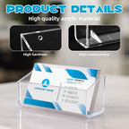 2 PCS Business Card Holder Wall Mount, Acrylic Business Card Organizer Hanging Clear Plastic Name Cards Display Stand Office Calling Cards Desktop Organizer for Wall Mount or Place on Desk, Fits 40-60