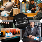 2 PCS Business Card Holder Wall Mount, Acrylic Business Card Organizer Hanging Clear Plastic Name Cards Display Stand Office Calling Cards Desktop Organizer for Wall Mount or Place on Desk, Fits 40-60