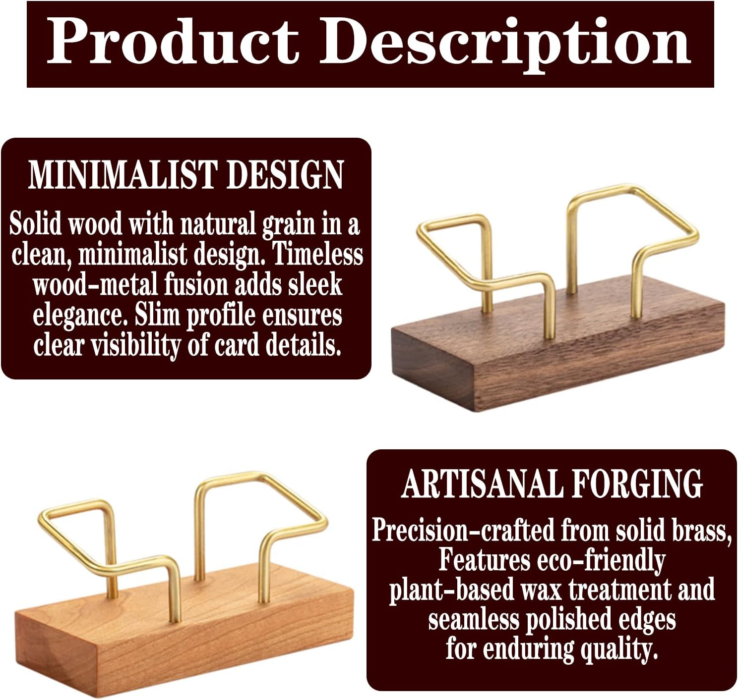 2 Pieces Personalized Business Card Holder Desk Custom Engraved Wooden Business Card Case Holder Custom Wooden Business Name Card Display Stand Postcard Holder for Office Desktop Business Card Stand 0