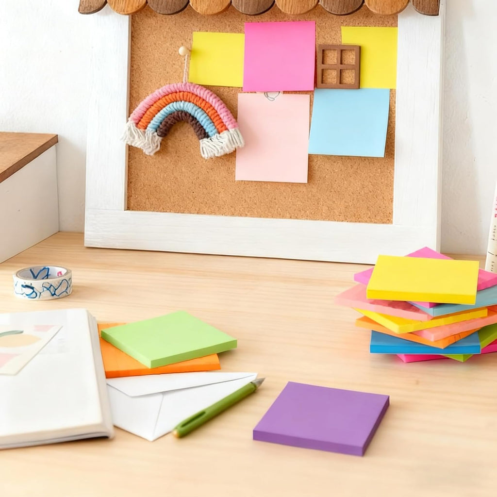 (16 Pads) Lined Sticky Notes 3x3 in Ruled Stickies Super Sticking Power Memo Pads Recyclable, Easy to Post for Home, Office, Notebook (Bright Lined)