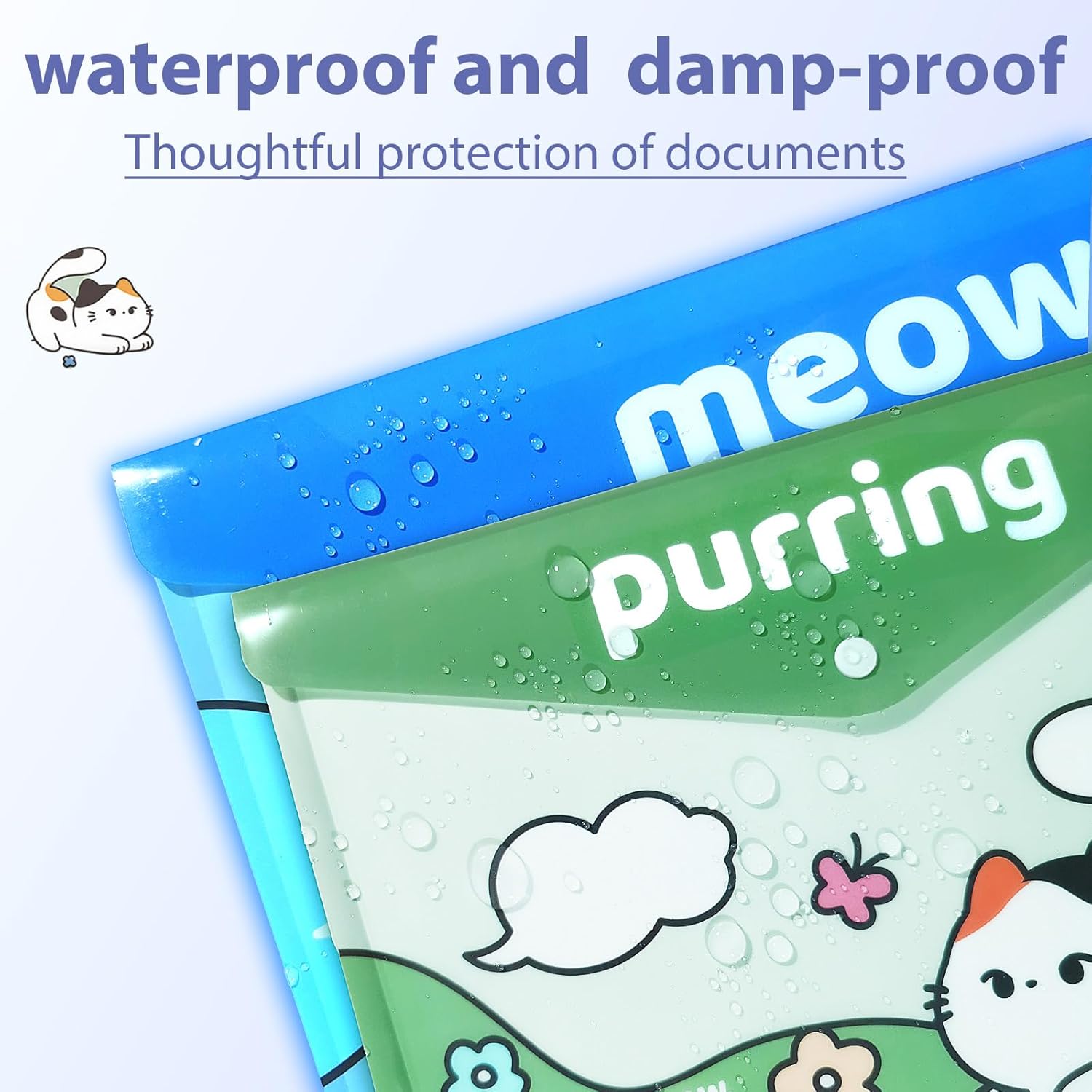 10 PCS Capybara Plastic Folders for Document, A4,Letter Size File Envelopes with Snap Closure, Decorative File Folders Cute File Folder with Name Tags Sticker Capybara Stickers for School Office