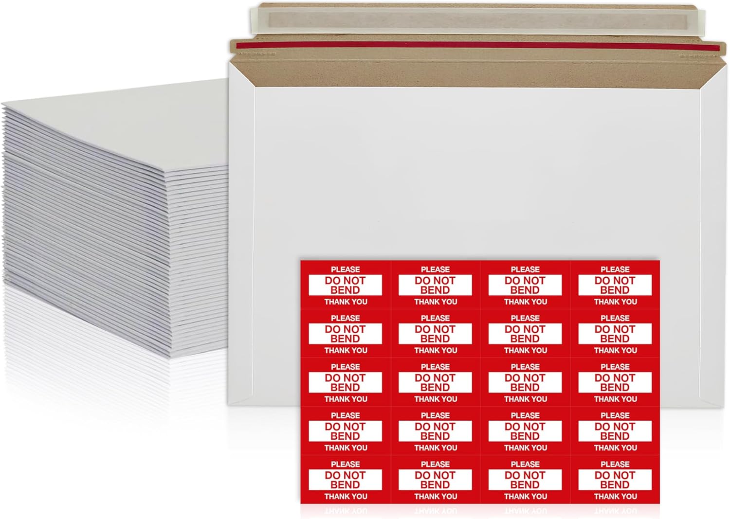 10 Pack 6x6 Inch Rigid Mailers – 420 GSM Self Seal Stay Flat Cardboard Envelopes for CDs, DVDs, Photos, Documents – Tear Strip, Do Not Bend Labels – Square Card Mailers & Shipping Envelopes (White)