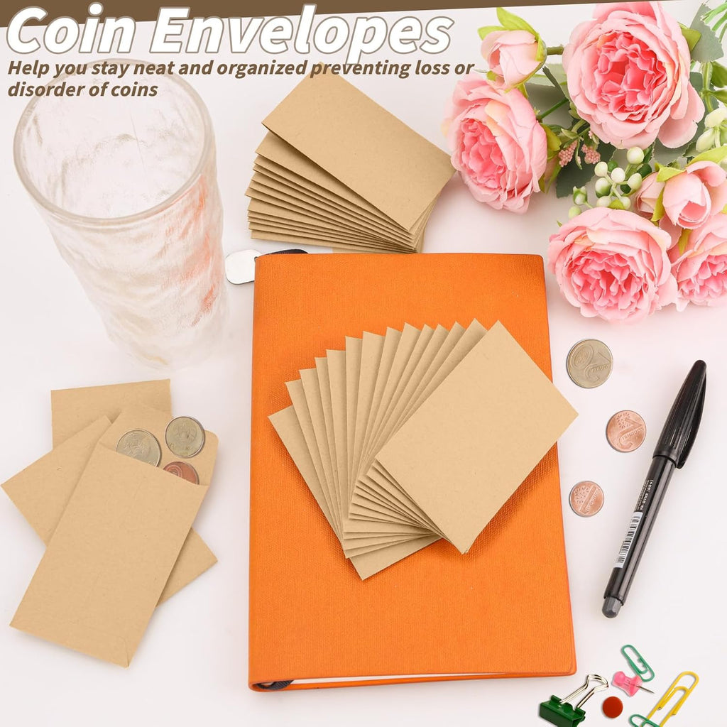 1000 Pack Small Coin Envelope 4.25x 2.5in Gold Kraft Money Envelope Small Cash Envelopes Mini Key Envelopes with Gummed Flap for Home and Office Use