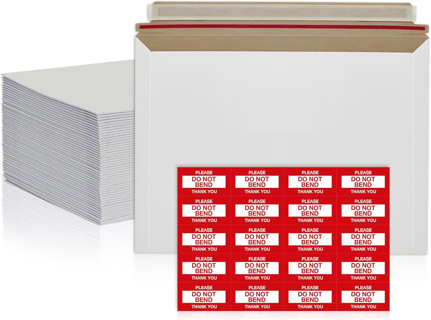 10 Pack 6x6 Inch Rigid Mailers – 420 GSM Self Seal Stay Flat Cardboard Envelopes for CDs, DVDs, Photos, Documents – Tear Strip, Do Not Bend Labels – Square Card Mailers & Shipping Envelopes (White)