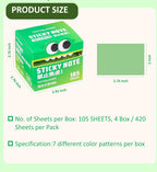 (4 Pack) Glitter Sticky Note, Cute Monster Box,105 Sheets/Roll Fun Cute Sparkle Pull-Out Memo Pads, Cute Self Adhesive Memo Pads, Transparent Glitter Sticky Notes, Small to Do List (4pcs-Cute Monster)