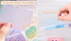 (4 Pack) Glitter Sticky Note, Cute Monster Box,105 Sheets/Roll Fun Cute Sparkle Pull-Out Memo Pads, Cute Self Adhesive Memo Pads, Transparent Glitter Sticky Notes, Small to Do List (4pcs-Cute Monster)