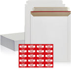 10 Pack 6x6 Inch Rigid Mailers – 420 GSM Self Seal Stay Flat Cardboard Envelopes for CDs, DVDs, Photos, Documents – Tear Strip, Do Not Bend Labels – Square Card Mailers & Shipping Envelopes (White)