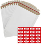 10 Pack 6x6 Inch Rigid Mailers – 420 GSM Self Seal Stay Flat Cardboard Envelopes for CDs, DVDs, Photos, Documents – Tear Strip, Do Not Bend Labels – Square Card Mailers & Shipping Envelopes (White)