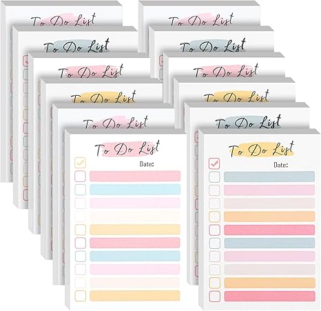 12 Packs to Do List Notepad, 600 Sheets Total – 4x6 Inch Colorful Sticky Notes for Office, Learning Places, Grocery & Daily Tasks – Fun & Practical Memo Pads for Coworkers, Friends, ADHD Organization