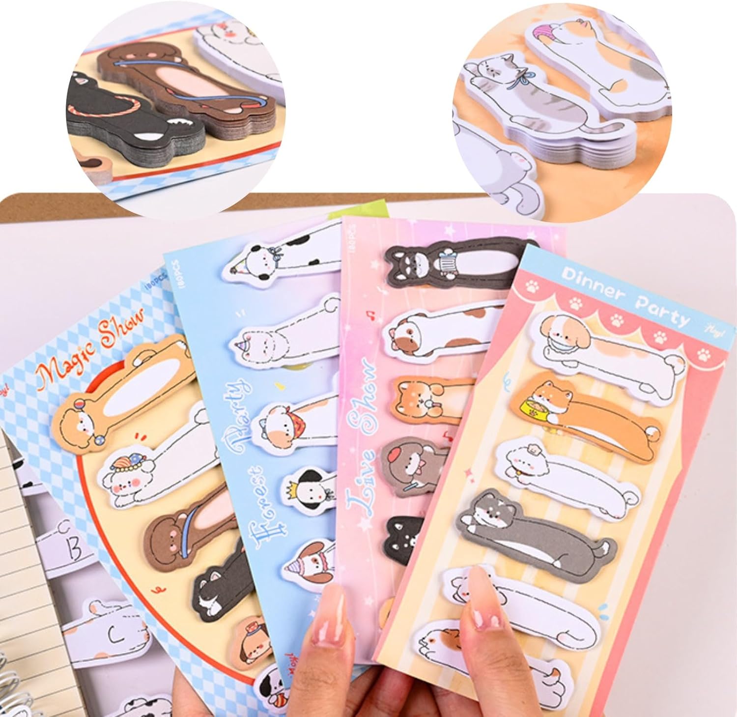 750 Mini Cute Sticky Notes Animal Sticky Notes for Teachers Classrooms Self Sticky Memo Pads Notes Page Markers Flags Home Office School Supplies