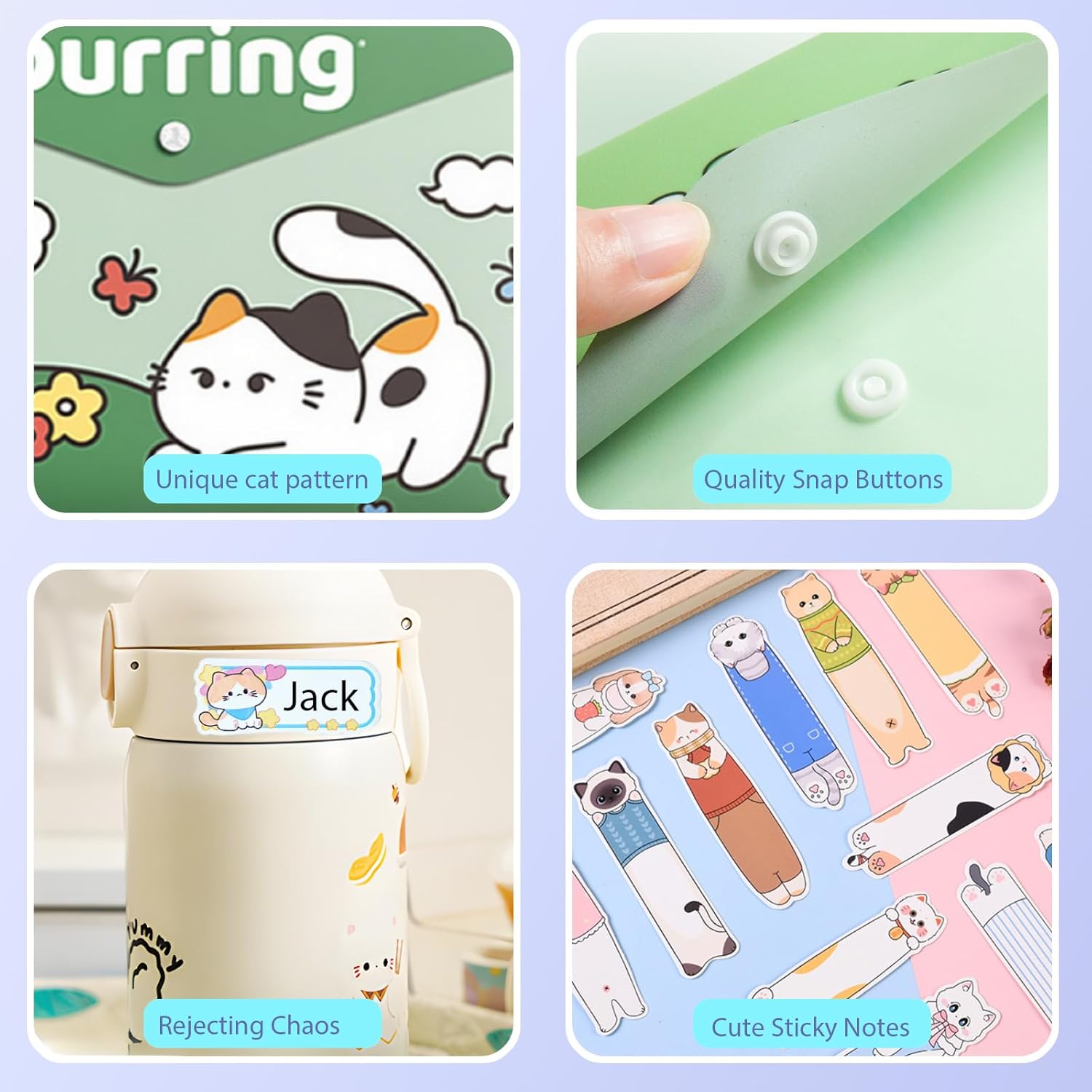 10 PCS Capybara Plastic Folders for Document, A4,Letter Size File Envelopes with Snap Closure, Decorative File Folders Cute File Folder with Name Tags Sticker Capybara Stickers for School Office