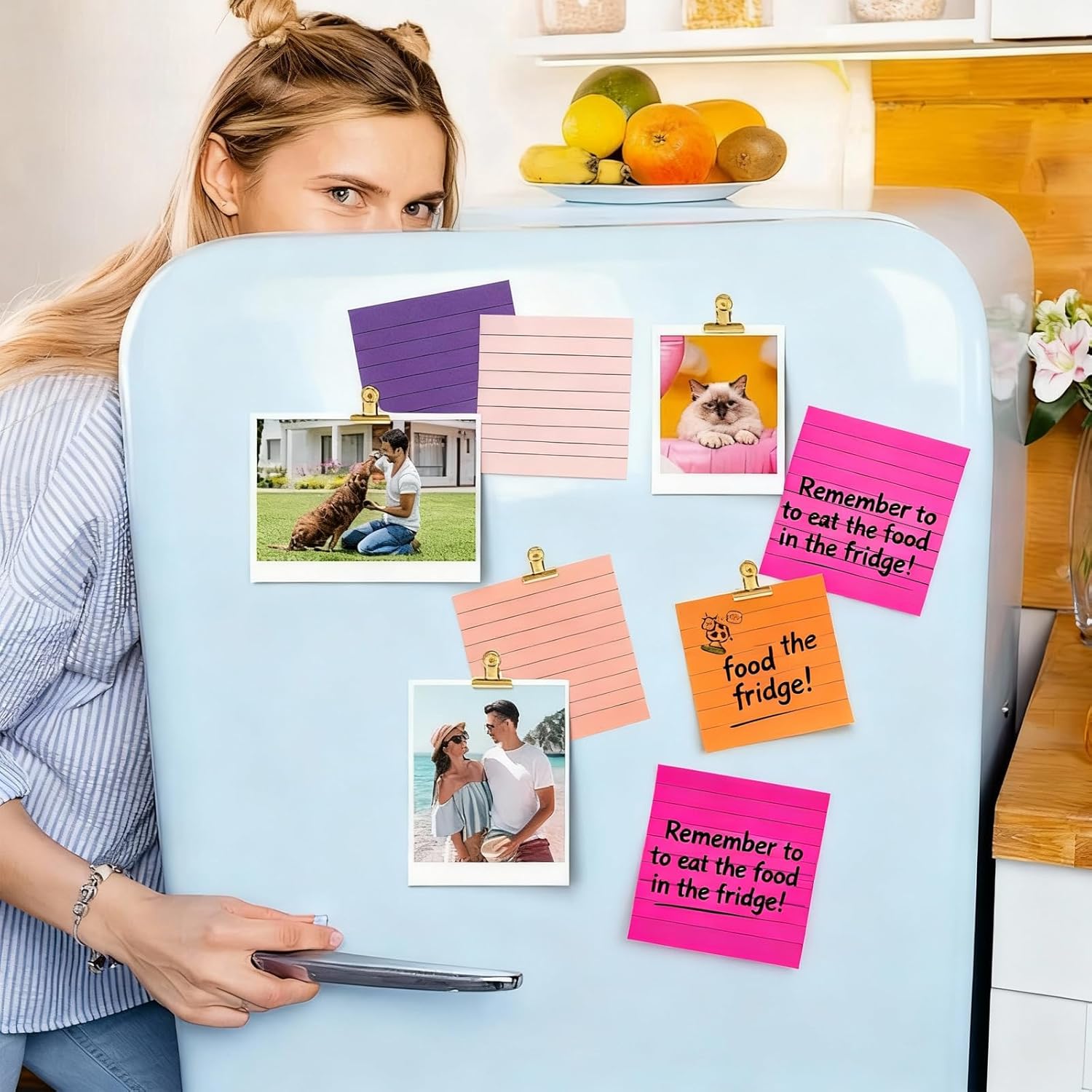 (16 Pads) Lined Sticky Notes 3x3 in Ruled Stickies Super Sticking Power Memo Pads Recyclable, Easy to Post for Home, Office, Notebook (Bright Lined)