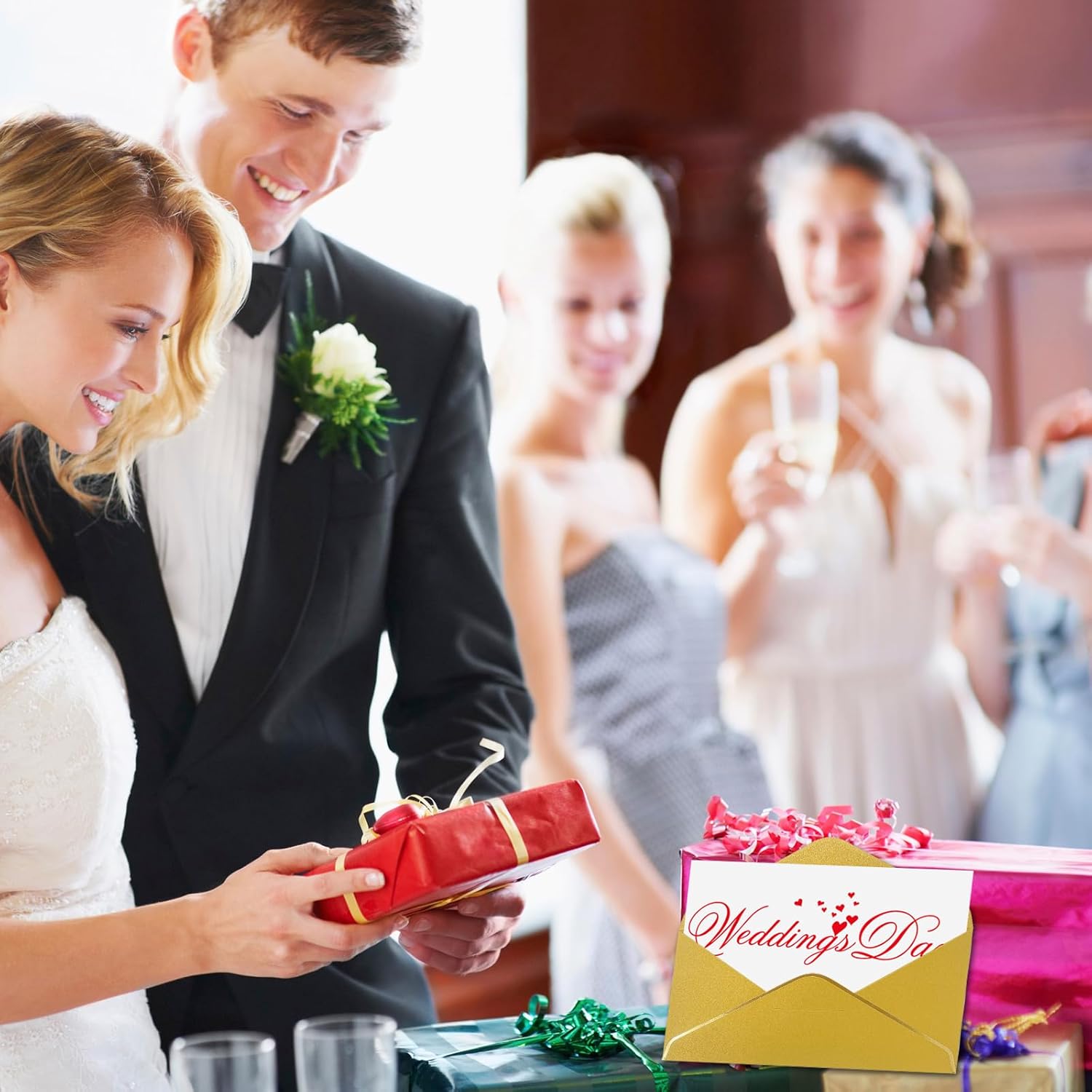 10 Pcs Invitation Envelopes,Gold Envelopes,Cash Envelopes,With Gold Stickers For Teacher's Day, Invitation，Greeting Cards，Letter Mailing(8.66 X 4.33 Inches)