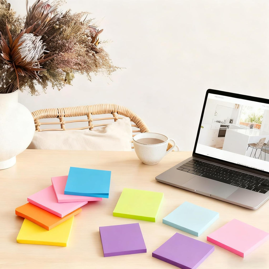 (16 Pads) Lined Sticky Notes 3x3 in Ruled Stickies Super Sticking Power Memo Pads Recyclable, Easy to Post for Home, Office, Notebook (Bright Lined)