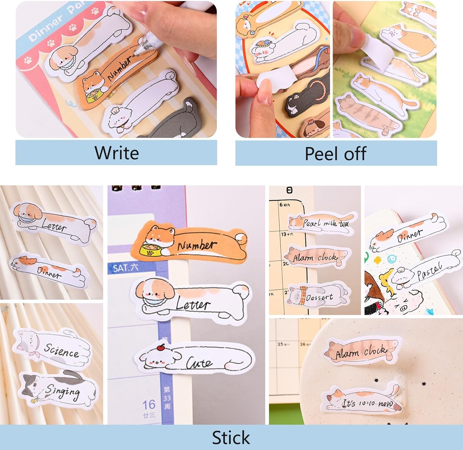 750 Mini Cute Sticky Notes Animal Sticky Notes for Teachers Classrooms Self Sticky Memo Pads Notes Page Markers Flags Home Office School Supplies