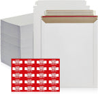 10 Pack 6x6 Inch Rigid Mailers – 420 GSM Self Seal Stay Flat Cardboard Envelopes for CDs, DVDs, Photos, Documents – Tear Strip, Do Not Bend Labels – Square Card Mailers & Shipping Envelopes (White)