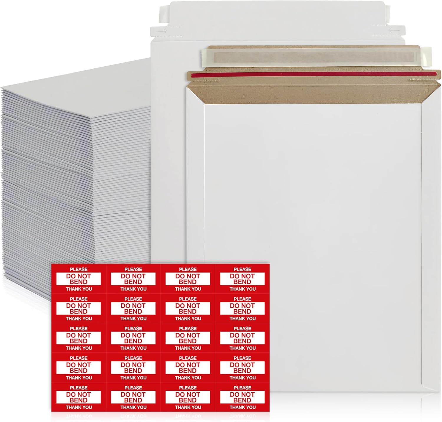 10 Pack 6x6 Inch Rigid Mailers – 420 GSM Self Seal Stay Flat Cardboard Envelopes for CDs, DVDs, Photos, Documents – Tear Strip, Do Not Bend Labels – Square Card Mailers & Shipping Envelopes (White)