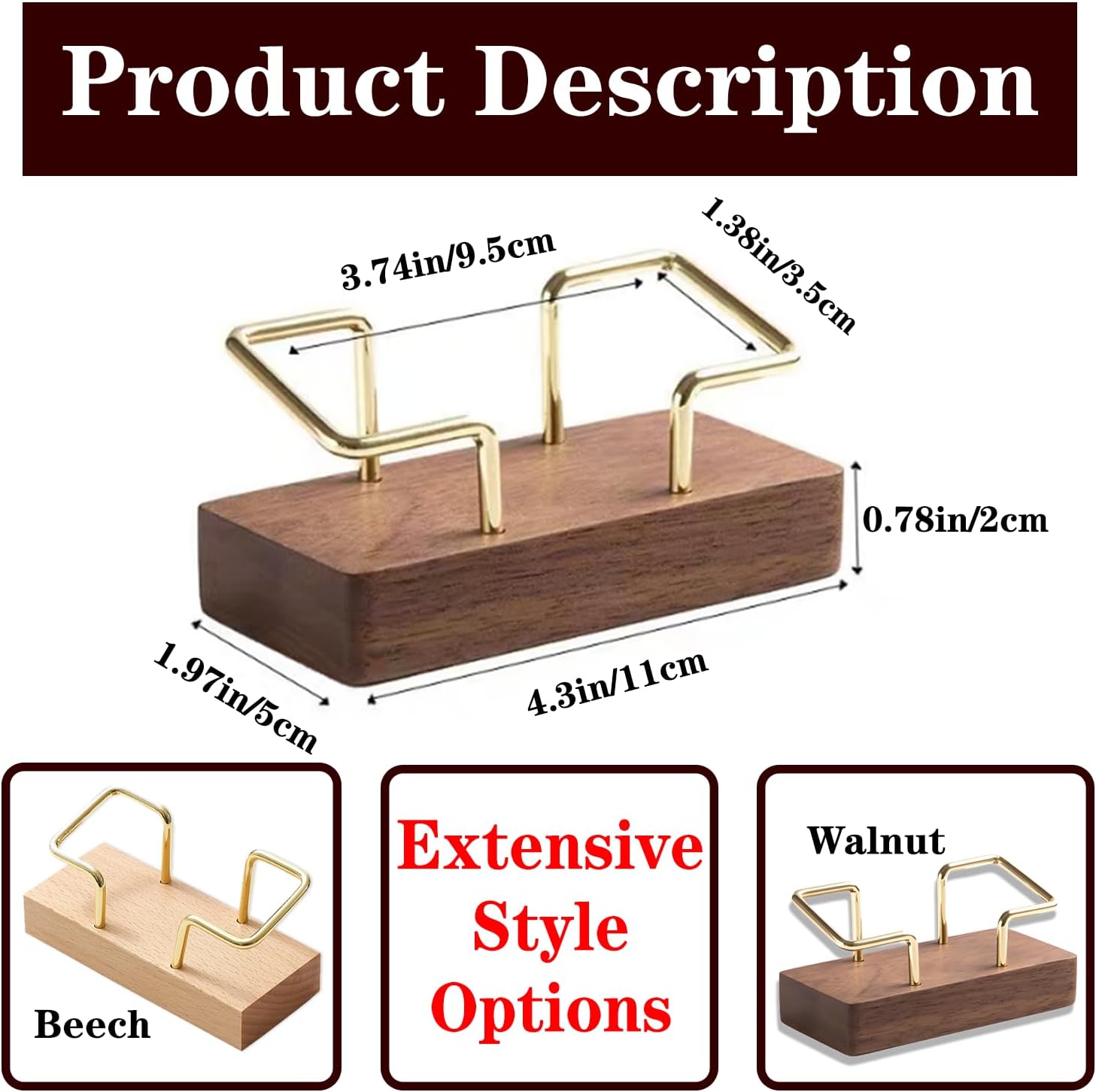 2 Pieces Personalized Business Card Holder Desk Custom Engraved Wooden Business Card Case Holder Custom Wooden Business Name Card Display Stand Postcard Holder for Office Desktop Business Card Stand 0