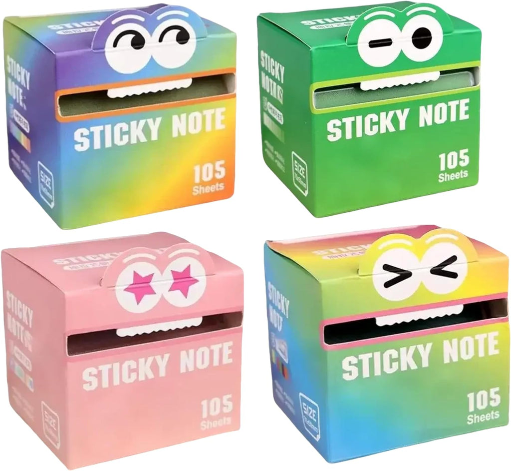 (4 Pack) Glitter Sticky Note, Cute Monster Box,105 Sheets/Roll Fun Cute Sparkle Pull-Out Memo Pads, Cute Self Adhesive Memo Pads, Transparent Glitter Sticky Notes, Small to Do List (4pcs-Cute Monster)