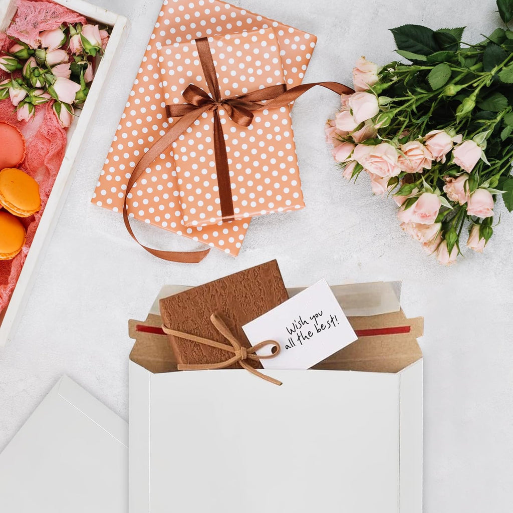 10 Pack 6x6 Inch Rigid Mailers – 420 GSM Self Seal Stay Flat Cardboard Envelopes for CDs, DVDs, Photos, Documents – Tear Strip, Do Not Bend Labels – Square Card Mailers & Shipping Envelopes (White)