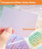 (4 Pack) Glitter Sticky Note, Cute Monster Box,105 Sheets/Roll Fun Cute Sparkle Pull-Out Memo Pads, Cute Self Adhesive Memo Pads, Transparent Glitter Sticky Notes, Small to Do List (4pcs-Cute Monster)